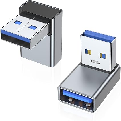 AreMe 90 Degree USB 3.0 Adapter 2 Pack, Upward Angle, Grey