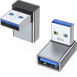 AreMe 90 Degree USB 3.0 Adapter 2 Pack, Upward Angle, Grey