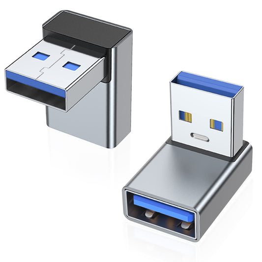 AreMe 90 Degree USB 3.0 Adapter 2 Pack, Upward Angle, Grey