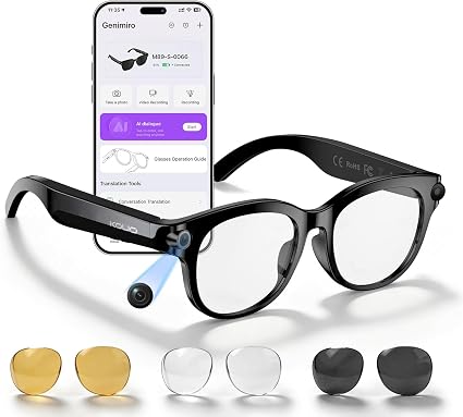 AI Smart Glasses with Camera, Hands-Free Calls, Music, Offline AI Assistant