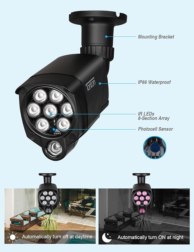 Tonton 2Pack LED IR Illuminator Wide Angle 8-LEDs 90 Degree 100Ft IR Infrared Flood Light, Compatible for CCTV Security Cameras,IP Camera,Bullet Camera,Dome Camera(Black)