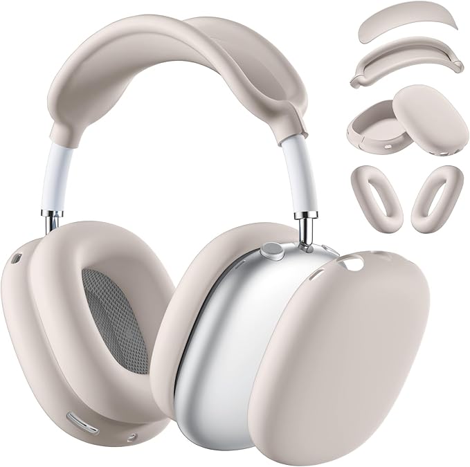 Lerobo Case Cover for Airpods Max Headphones,Soft Ear Cup Silicone Case for Apple Airpod Max 2024/2020,Anti-Scratch Earpad Cover Accessories,Nude