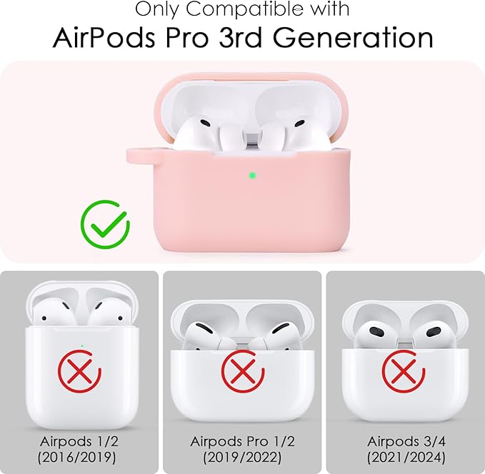 Filoto for AirPods Pro 3 Case (2025), Soft Silicone Protective Case Cover Compatible with Apple AirPods Pro 3rd Generation with Beaded Bracelet Keychain Accessories for Women Pink