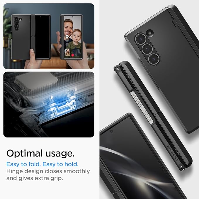 Spigen Tough Armor Pro P Designed for Galaxy Z Fold 6 Case (2024) [Hinge Protection] [Military-Grade Protection] - Black