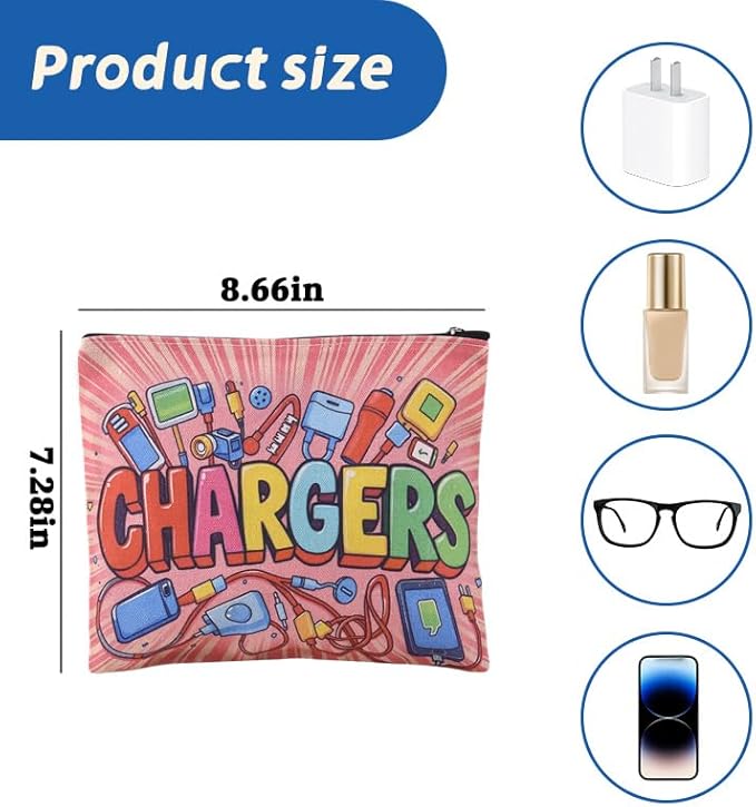 Chargers Makeup Bag for Women Charger Organizer Bag Charger Storage Cosmetic Bag for Girls Christmas Birthday Gifts for Friend Daughter Chargers Organizer Travel Accessories Cosmetic Pouch