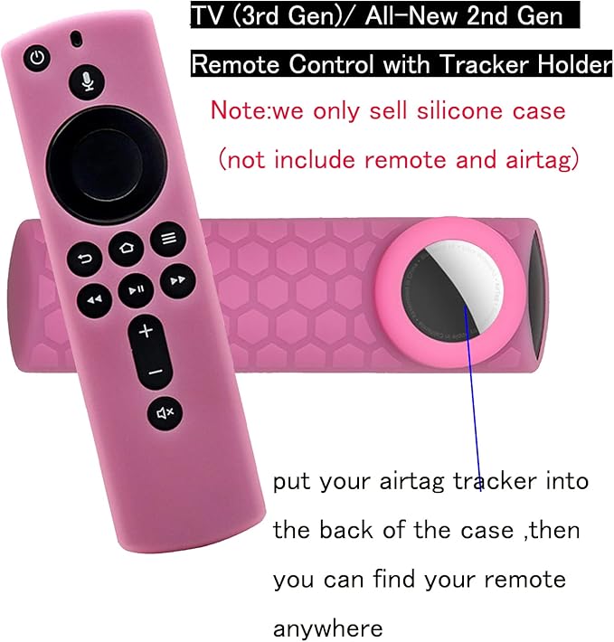 2 in 1 Silicone Protective Case Sleeve with Holder for AirTags and TV (3rd Gen)/ All-New 2nd Gen Remote Control, Compatible for TV Stick 4K Remote Cover, Glow in The Dark(Pink/Sky Blue)