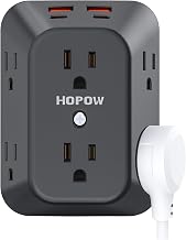 Black Outlet Extender, 6AC&2A2C, 1050J, USB Wall Charger, 1875W/15A - Image 1