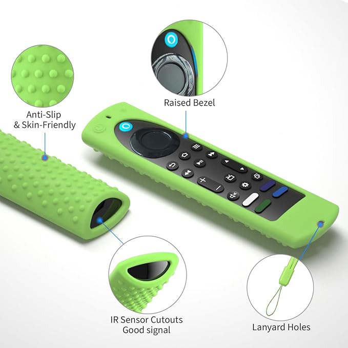 3pcs 6.4 Inch Silicone Cover Compatible with Fire TV Stick 4K Max 2nd gen 2023 Remote Control,Silicone Case for Toshiba/Insignia Smart TV Remote,Anti-Slip Sleeve Cover with Lanyard