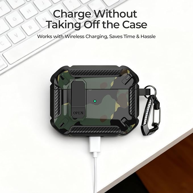 for AirPods Pro 2 Case for AirPods Pro2rd Gen | Full Drop Protection with Carabiner Keychain | Cute AirPods Pro 2st/1nd Generation Case for Men Women