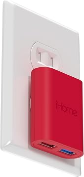 iHome Slim 2-Port USB Wall Charger, Flat Multiport Travel Plug Adapter