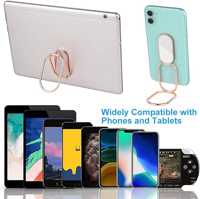 Phone Ring Holder Finger Kickstand, Foldable 360° Rotation Cellphone Grip for Desk, Office Desktop, Cell Phone Stand Compatible with iPhone iPad Smartphones Tablets (with Magnetic Car Mount)
