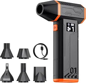 Compressed Air Duster, Electric Air Duster 110000RPM with Led Light, Powerful LED Display Speed Adjustable Turbo Blower for Cleaning, Rechargeable Cordless Dusters for Home Car PC Computer Keyboard