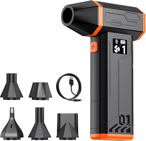 Compressed Air Duster, Electric Air Duster 110000RPM with Led Light, Powerful LED Display Speed Adjustable Turbo Blower for Cleaning, Rechargeable Cordless Dusters for Home Car PC Computer Keyboard