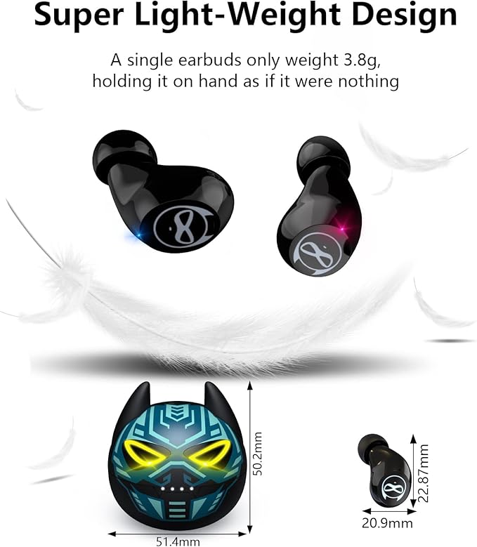 Wireless Earbuds for Kids, Cute Bluetooth 5.1 Earbuds with Dual Microphones and Charging Case, 36H Playtime IPX5 Waterproof Gaming Mode Hi-Fi Stereo in-Ear Earphones Headset for Sport Workout.