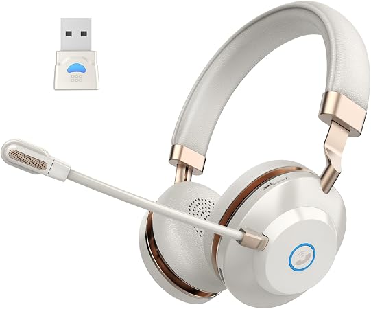 Wireless Headset with Mic for Work, Bluetooth Headset with Noise Cancelling Microphone, On Ear Wireless Headphones with USB Dongle & Mute Function for Work from Home Computer Office Teams Call Center