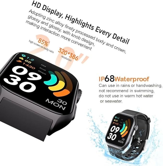Fitness Tracker Smart Watch (Answer/Make Call) with Heart Rate Monitor/Step Counter/Calories, Activity Tracker Sleep Monitor, IP68, Health Tracker Pedometer Stopwatch for Man Women