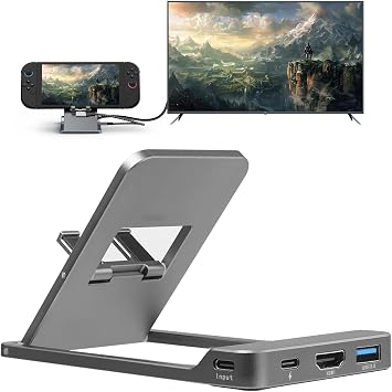for Switch 2 Docking Station,Switch 2 USB-C to 4K HDMI Hub,TV Dock Holder