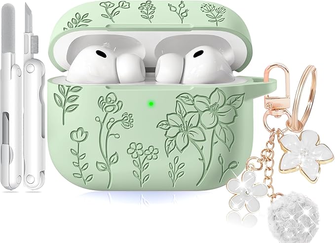 for AirPods Pro 3 Case, Soft Silicone Airpod Pro Case Cover with Keychain & Cleaning Kit Compatible with AirPods Pro 3rd Generation 2025 for Women Girly, Anti-Scratch