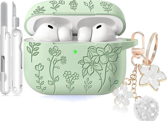 for AirPods Pro 3 Case, Soft Silicone Airpod Pro Case Cover with Keychain & Cleaning Kit Compatible with AirPods Pro 3rd Generation 2025 for Women Girly, Anti-Scratch