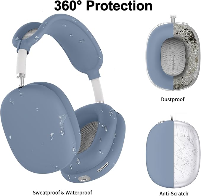 Silicone Case Cover for AirPods Max, Ear Pad Case/Ear Cups/Headband Cover for AirPods Max Headphones, Accessories Soft Silicone Protector for AirPod Max New USB-C (2024)(Lavender)