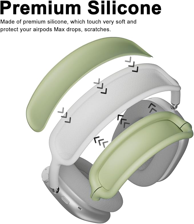 ATUAT for AirPods Max Headphones Case, Protective Silicone Case Cover Skin Accessories Anti-Scratch for Women Men for Apple AirPods Max 2024/2020 (USB-C/Lightning), Army Green