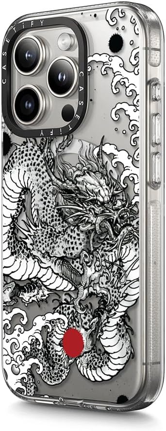 CASETiFY Clear iPhone 15 Pro Max Case [Not Yellowing / 6.6 ft. 3X Military Grade Drop Protection/Magsafe] - Power Dragon - Clear