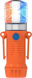 7.83inch Emergency Strobe Lights for Trucks with Magnetic Cap, IP68 Waterproofed Emergency Lights for Vehicles, Flashing Lights,Flashing and Staying on (RED&Blue&White) - Image 1