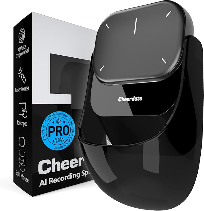 Cheerdots2 AI Mouse, Presentation Mode, Magnetic Detachable Design, Smart Software Control, Portable for Meetings & Work, Intelligent Audio Recording & Saving （AI Version）