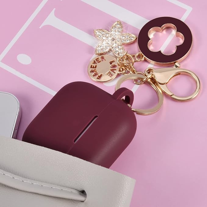VISOOM Case for Airpods 3 Pink Airpods 3rd Cases 2021 Silicone for iPod 3 Earbuds Case Cover Women Wireless Charging Case with Accessories Girl Bling Keychain for Apple Ear Buds 3rd Generation