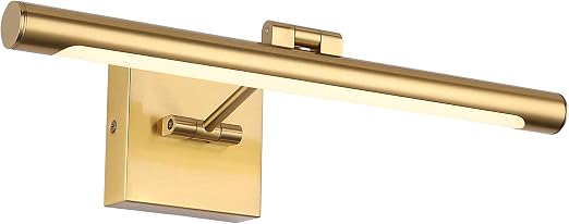 LED Picture Light Fixtures 16.54 Inches, Modern Metal Artwork Wall Lamps with Single Swing Arm, 7W (50W Eqv.), Hardwired Connection, Dimmable, 3000K Warm White, CRI95+, Golden-Like Brass Finish