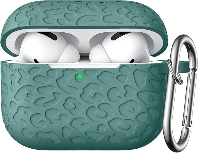 for Airpods Pro 2nd Generation Case,Engraved Soft Silicone Skin Cover Full Protective Case Compatible with Apple AirPods Pro 2nd,Front LED Visible (Pinggreen, AirPods Pro 2/1)