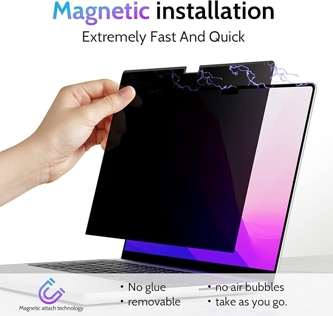 Magnetic Privacy Screen for MacBook Air 15 Inch (2023-2026, M2 M3 M4 M5) - A2941 A3114 A3241 A3448, 15inch Removable Matte Anti Blue Light Glare Filter for Mac Air 15.3" Laptop Computer