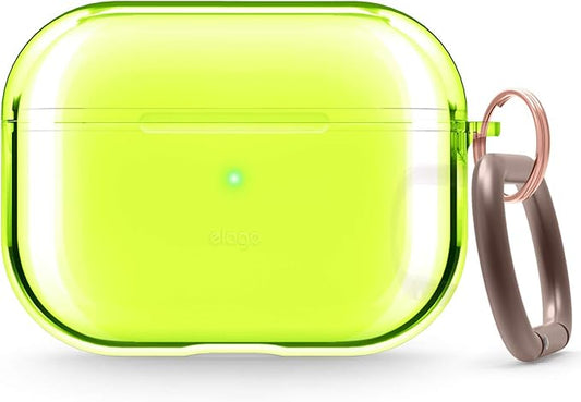 elago Compatible with AirPods Pro Case Clear - High Rating, TPU Transparent Shockproof, Protective Case Cover with Keychain, Gel Tape Included, Wireless Charging [Neon Yellow]