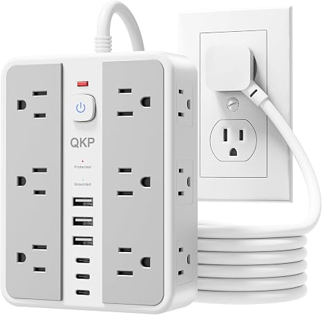 6 FT/ 2400J Surge Protector Power Strip, 12 Outlets, 6 USB (3 USB C)