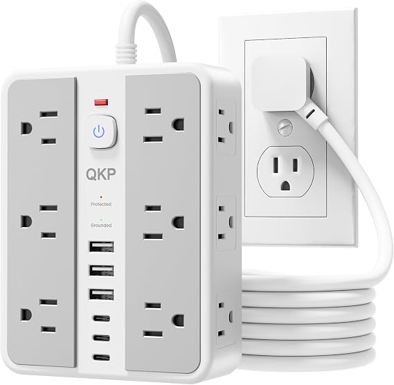 6 FT/ 2400J Surge Protector Power Strip, 12 Outlets, 6 USB (3 USB C)