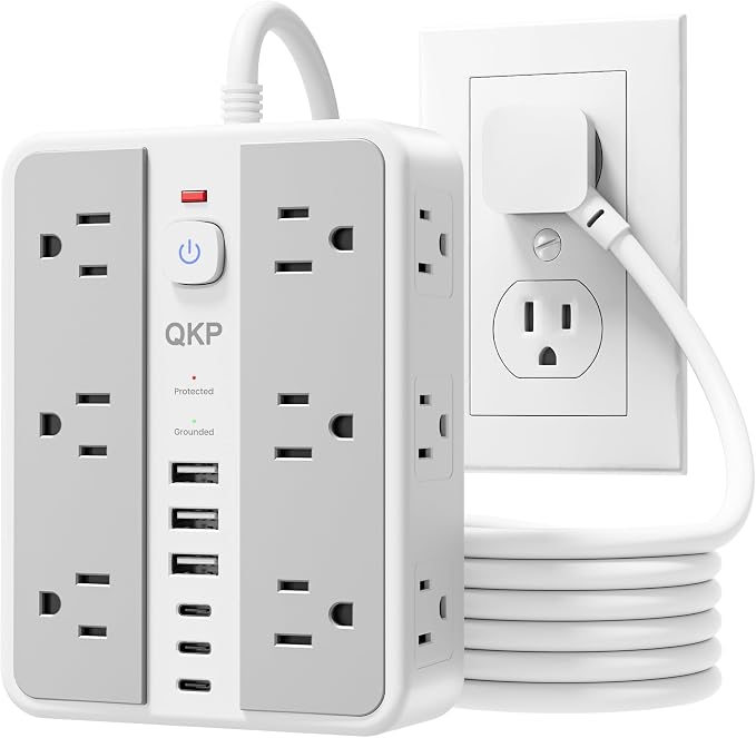 6 FT/ 2400J Surge Protector Power Strip, 12 Outlets, 6 USB (3 USB C)