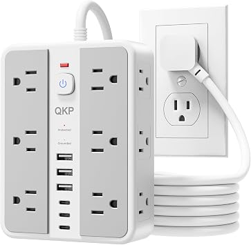 6 FT/ 2400J Surge Protector Power Strip, 12 Outlets, 6 USB (3 USB C)
