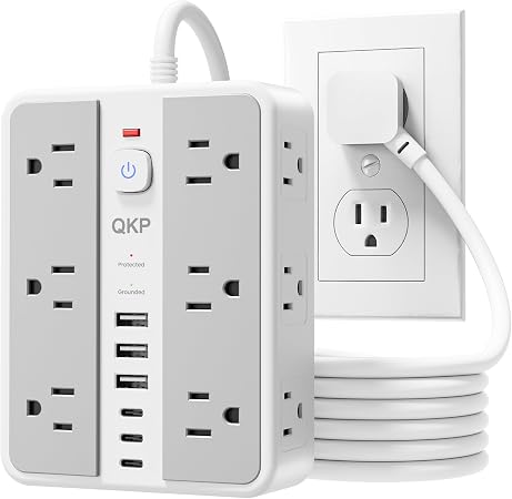6 FT/ 2400J Surge Protector Power Strip, 12 Outlets, 6 USB (3 USB C)