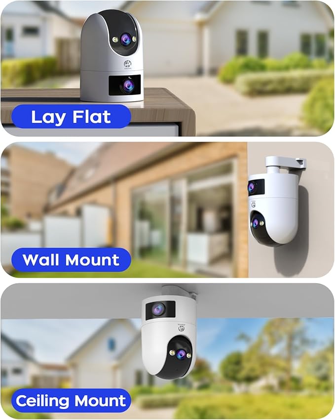 JOOAN 5G 2.4G Dual WiFi Security Camera Outdoor 2K Dual Lens Home Surveillance IP Cam 360° PTZ 2 Way Audio IP66 Waterproof Motion Detection Alert Color Night Cloud/Card Record