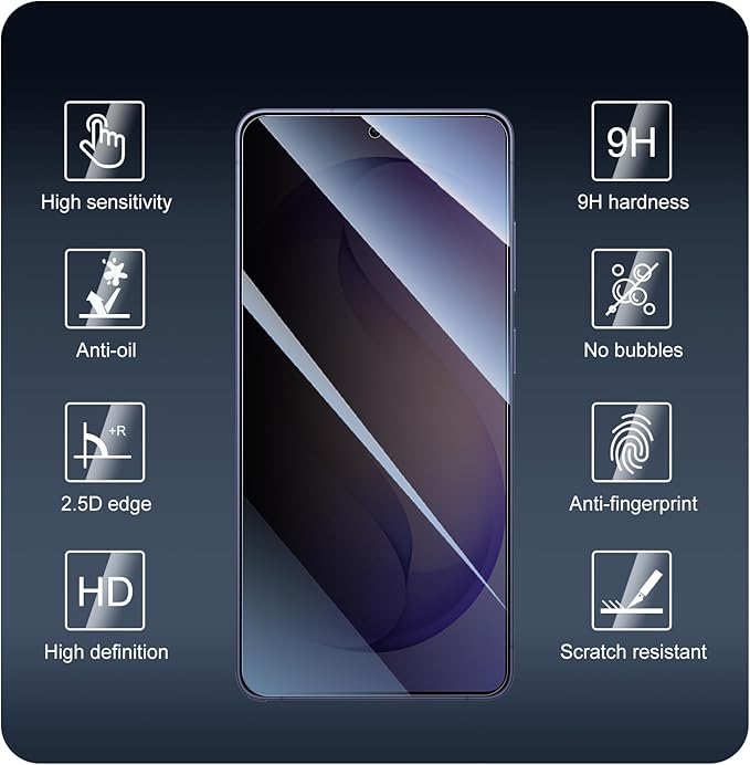 3+3+1-Pack, Privacy Screen Protector and Camera Lens Protector for Samsung Galaxy S26 Ultra with Installation Alignment Aid, Anti-Spy Tempered Glass Film, Dark Private Black Protection, Anti-Scratch