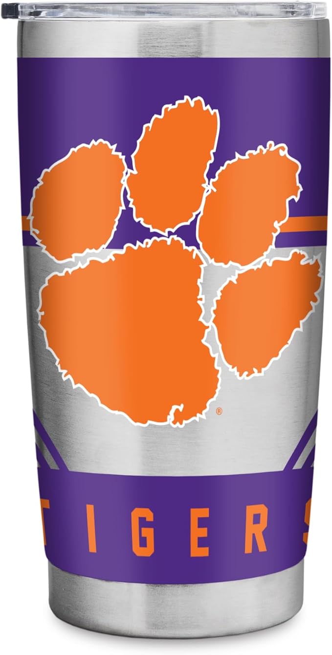 Rico Industries NCAA 20oz Stainless Steel Tumbler with Lid - Great For Coffee, Tea, Water or Cocktails