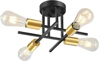 EGM Modern Semi Flush Ceiling Light Fixture 4-Light Bedroom Lamp, 1-Pack