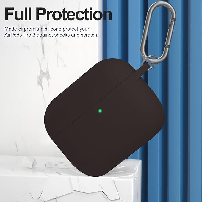 ATUAT for AirPods Pro 3 Case Cover with Cleaner, Protective Soft Silicone Skin with Keychain for Women Men for Apple AirPods Pro 3rd Generation Case(2025), Front LED Visible, Coffee