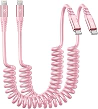 USB C to Lightning Cable 3FT for Car, Coiled iPhone Charger Fast Charging - Image 1