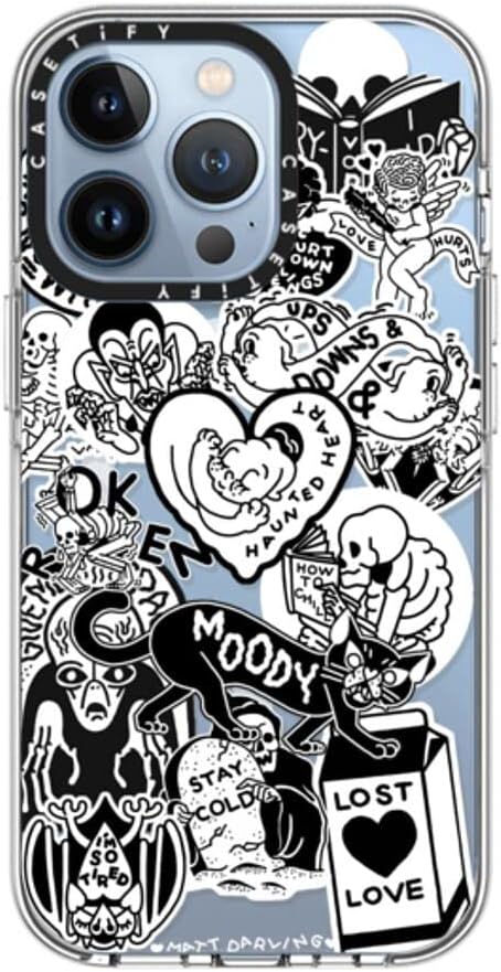 CASETiFY Clear iPhone 13 Pro Case [Not Yellowing / 6.6 ft. 3X Military Grade Drop Protection/Magsafe] - matt Darling Sticker Collage - Clear