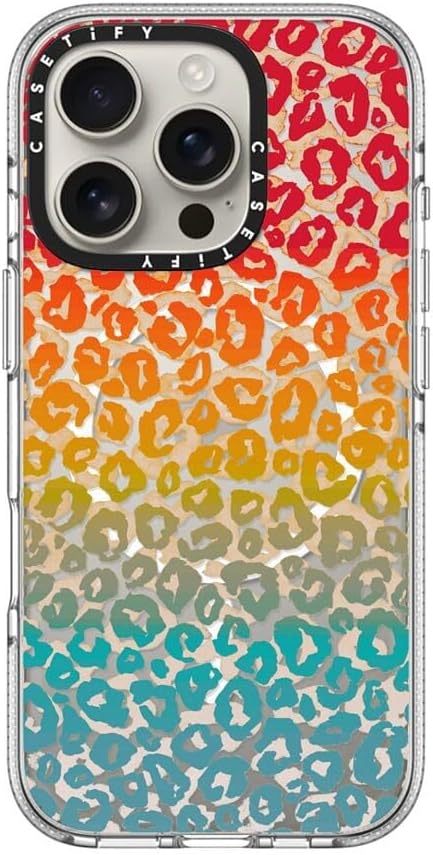 CASETiFY Clear iPhone 16 Pro Case [Not Yellowing / 6.6 ft. 3X Military Grade Drop Protection/Compatible with Magsafe] - Cheeky Cheetah Vibrant Rainbow - Clear