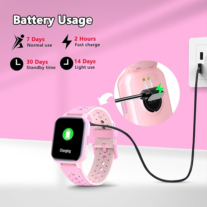 Smart Watch for Kids Teens, No Phone Needed Fitness Tracker Boy Girls Watch with 19 Sport Modes, Pedometer, Sleep Monitor, Kids Watch Birthday Gifts Toy Gift for Girls Boys 6-16 (Pink)
