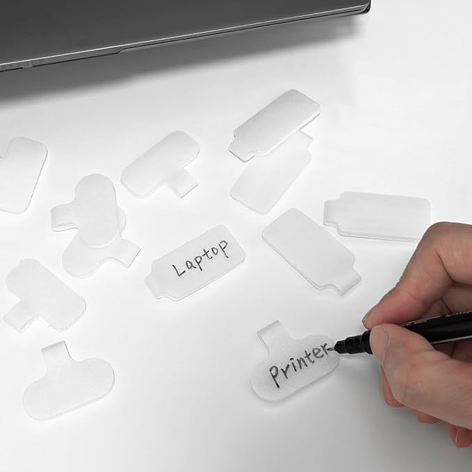 32 Pcs Cable Labels, Write On Cord Labels, Wire Cable Tags, Wire Tags for Electronics, Computers Cable Management and Identification, White, 1.77" x 0.78"
