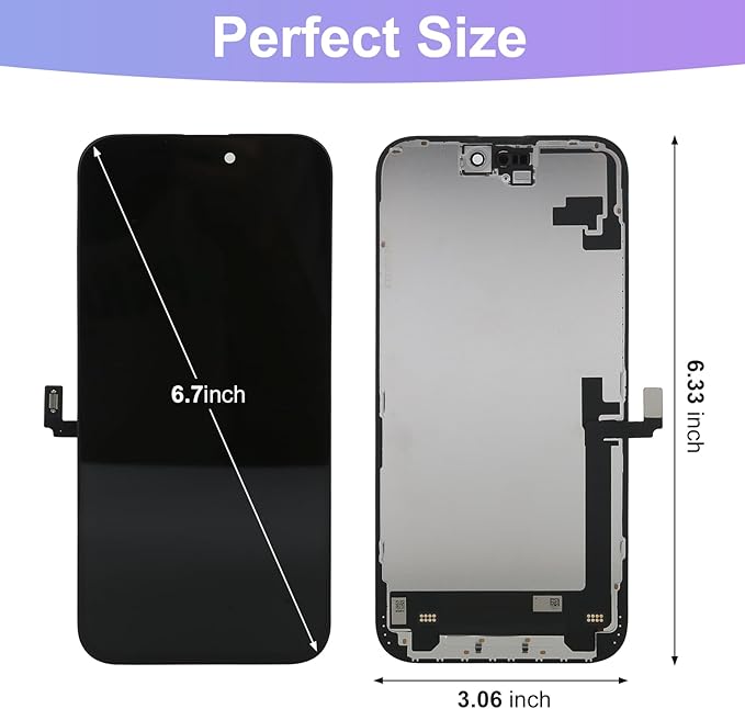 for iPhone 16 Plus Screen Replacement Kit Full Assembly, iPhone 16 Plus Replacement (for A3290, A3082, A3289, and A3291) LCD Display Digitizer Screen with 3D Touch Digitizer and Repair kit