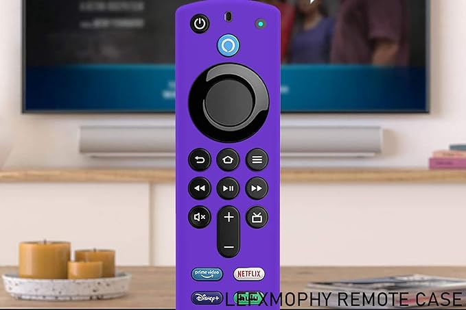Purple Remote Cover Replacement for TVstick (3rd Gen) / TV Stick 4K Max 2021 Voice Remote, Silicone Protective Case Sleeve with Lanyard - LEFXMOPHY